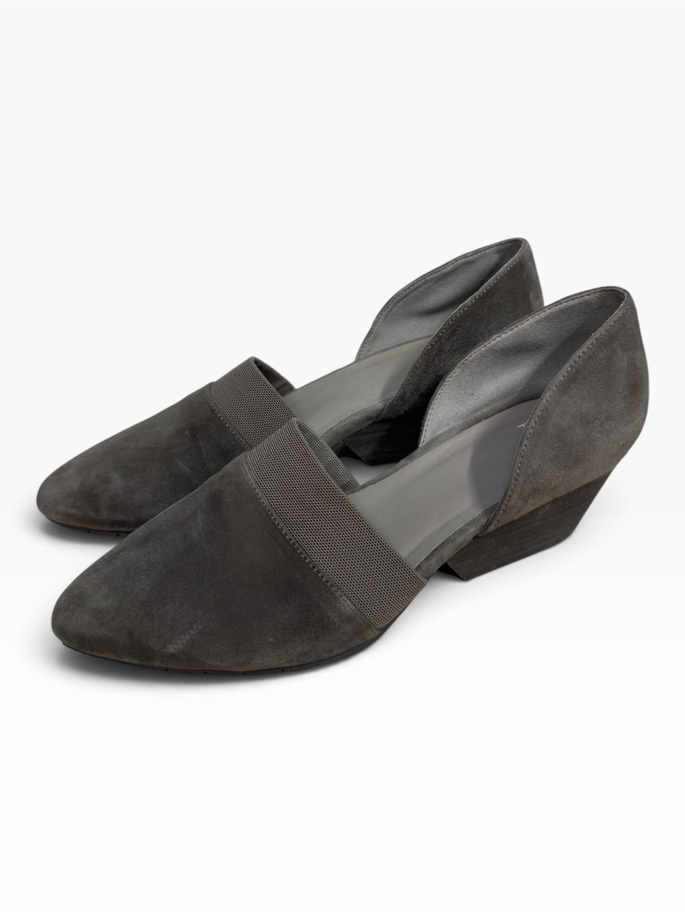 Eileen Fisher Flute Women’s Size 9 Gray Suede Elastic Gore D’Orsay Flat Shoes